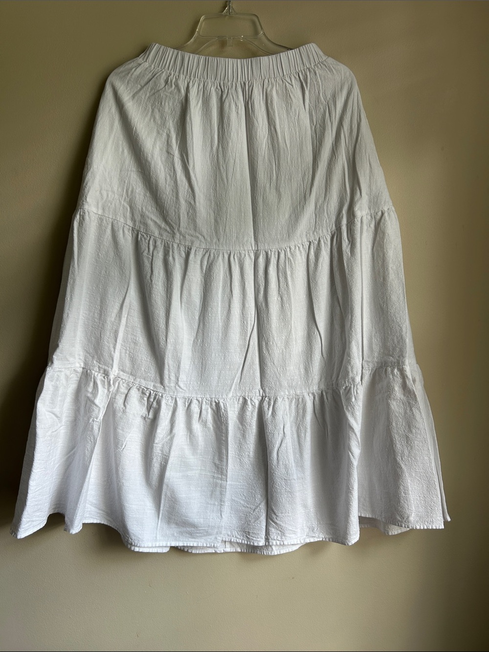 Anrabess long flowy white tiered 100% rayon maxi skirt size medium - Picture 5 of 9